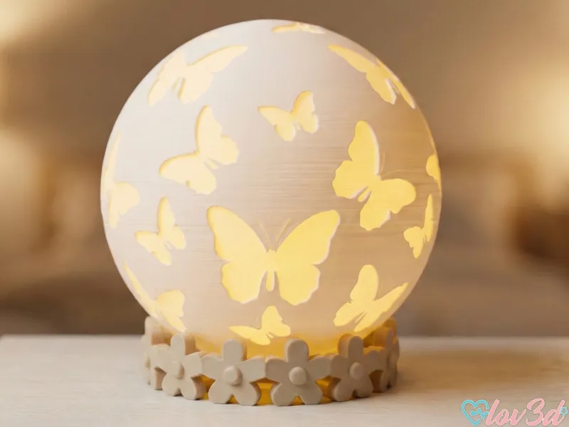 Butterfly Globe Tealight Lamp & Floral Base